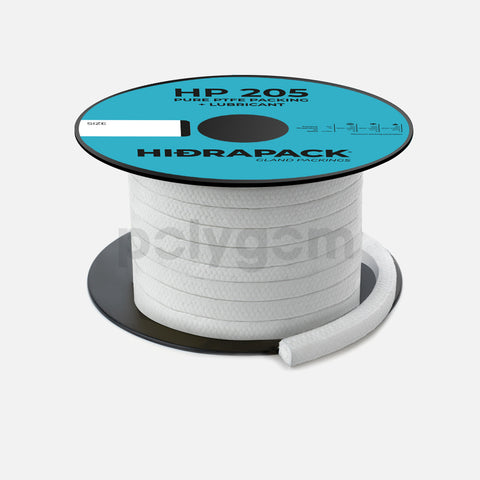 EMPAQUETADURA TEFLON, EMPAQUETADURA PTFE, EMPAQUETADURA PTFE PURO SECO, EMPAQUETADURA PTFE HIDRAPACK, HIDRAPACK PH205, EMPAQUETADURA TEFLON HP, EMPAQUETADURA HP204 TEFLON