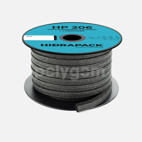 EMPAQUETADURA TEFLON, EMPAQUETADURA PTFE, EMPAQUETADURA PTFE PURO SECO, EMPAQUETADURA PTFE HIDRAPACK, HIDRAPACK PH206, EMPAQUETADURA TEFLON HP, EMPAQUETADURA HP204 TEFLON, empaquetadura de teflon grafito, empaquetadura ptfe grafito, empaquetadura gfo